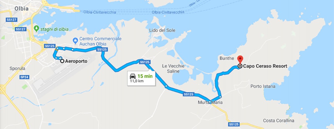 11 km from the airport of Olbia